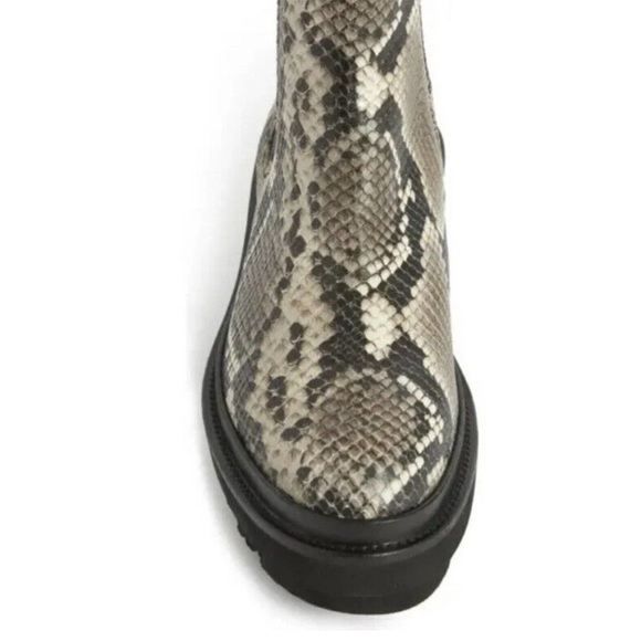 ALL SAINTS BILLIE 100% LEATHER SNAKE EMBOSSED CHELSEA BOOT GREY & BLACK SIZE 10 - Picture 14 of 15
